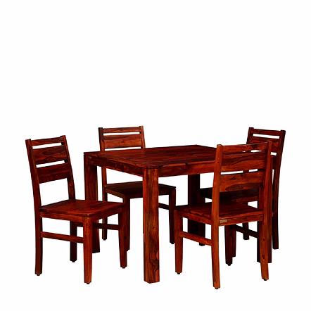 RAMDOOT FURNITURE 4 SEATER DINING TABLE SET ( Honey Finish)
