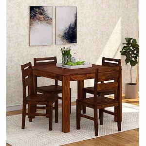 RAMDOOT FURNITURE 4 SEATER DINING TABLE SET ( Honey Finish)