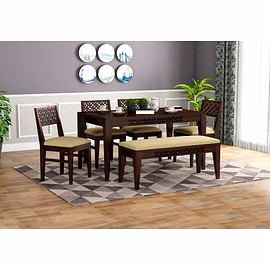 RAMDOOT FURNITURE 6 SEATER DINING TABLE WITH BANCH