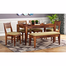 RAMDOOT FURNITURE 6 SEATER DINING TABLE WITH BANCH