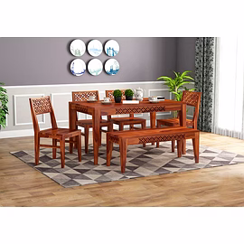 RAMDOOT FURNITURE 6 SEATER DINING TABLE WITH BANCH