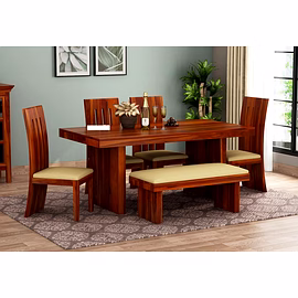 RAMDOOT FURNITURE 6 SEATER DINING TABLE WITH BANCH