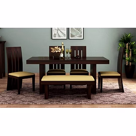RAMDOOT FURNITURE 6 SEATER DINING TABLE WITH BANCH