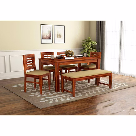 RAMDOOT FURNITURE 6 SEATER DINING TABLE WITH BANCH