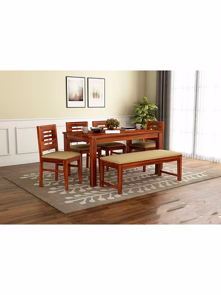 RAMDOOT FURNITURE 6 SEATER DINING TABLE WITH BANCH