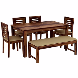 RAMDOOT FURNITURE 6 SEATER DINING TABLE WITH BANCH