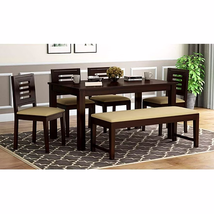 RAMDOOT FURNITURE 6 SEATER DINING TABLE WITH BANCH