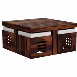 Ramdoot furniture Solid Wood Nesting Coffee Table Set In Teak Finish