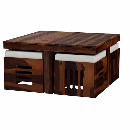 Ramdoot furniture Solid Wood Nesting Coffee Table Set In Teak Finish