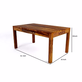 Ramdoot Furniture Solid Sheesham Wood Dining Table 6 Seater | Wooden Dinning Table Six Seater with Chairs | Home Dining Room Set with 4 Chairs &amp; 1 Bench for Hotel &amp; Restaurants | Chairs With Cushion |