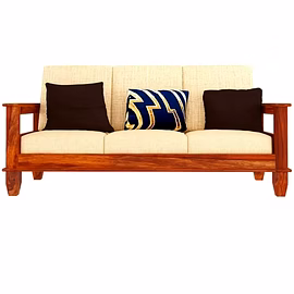 Ramdoot furniture wooden sofa set 5 seater 3+1+1 for living room ( honey finish)