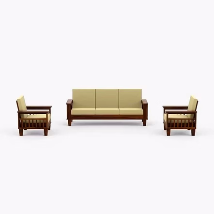 Ramdoot furniture wooden sofa set 5 seater 3+1+1 for living room ( Teak finish)
