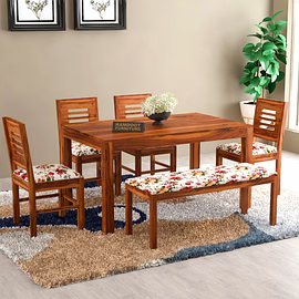 RAMDOOT FURNITURE 6 SEATER DINING TABLE WITH BANCH