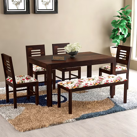 RAMDOOT FURNITURE 6 SEATER DINING TABLE WITH BANCH
