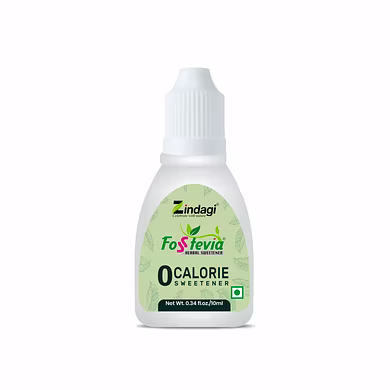 Zindagi Fosstevia Liquid - Natural Stevia Leaves Extract - Sugar Free Sweetener for Diabetics 10 Ml-1