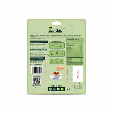 Zindagi Fosstevia Liquid - Natural Stevia Leaves Extract - Sugar Free Sweetener for Diabetics 10 Ml-2