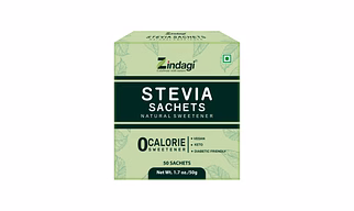 Zindagi Stevia Sachets - 100% Natural Sugar free Sweetener for Weight lose and Diabetics- Keto Friendly - 50 Sachets