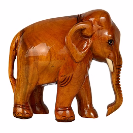 rangoli creation teak wood engraved brown color elephant statue