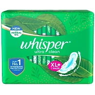 Whisper Ultra Clean Sanitary Pads for Women, XL+ 7 Napkins