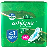 Whisper Ultra Clean Sanitary Pads for Women, XL+ 50 Napkins