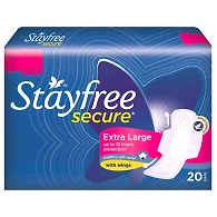 Stayfree Secure Pads with Wings XL, 20 Count