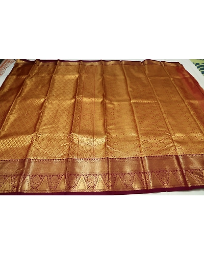 Golden yellow red saree with exclusive design-2