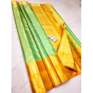 Rama Green Tissu Kancheepuram Wedding Saree - Traditional Elegance