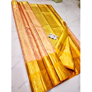 Onion Pink Color Soft Wedding Saree - Premium Quality Tissu Fabric