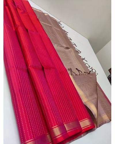Soft Pattu Tomato Red Color Saree with Silk Mark Certified-12827769