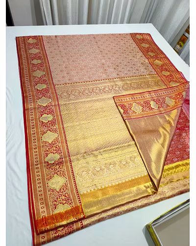 Exquisite Meenakari Broked Saree - Pure Pattu Silk Handwoven Kanjeevaram Saree-2
