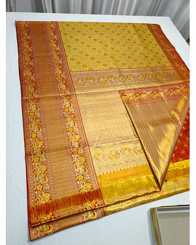 Meenakari Luxury Party Wear Saree | Pure Silk Handwoven Saree-12828086