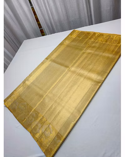 Golden Tissu All Over Emboss Saree - Handwoven Luxury Saree-12828087