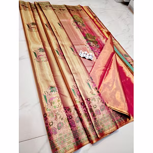 Exquisite Meenakari Tissu Wedding Saree - Traditional Elegance for Your Special Day