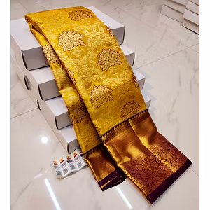 Pattu Kanchi Silk Yellow Wedding Sari - Traditional Elegance
