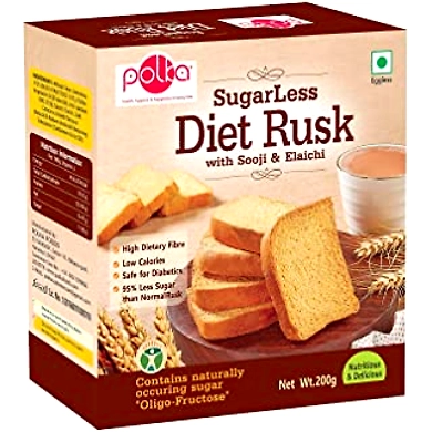 POLKA Sugar Less Diet Rusk With Suji &amp; Elaichi-Pack of 2-YSL421