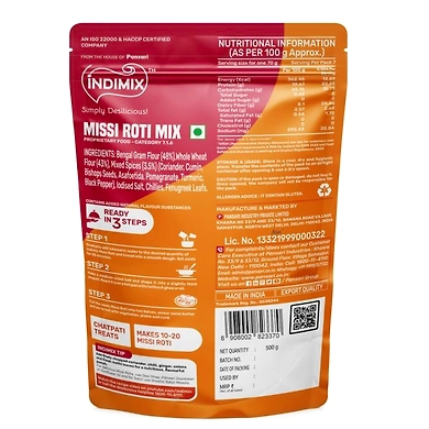 INDIMIX - MISSI ROTI MIX - 500G-(500G X 5) X 4-1