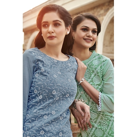 Green Party Wear Kurti And Pant-XL-1