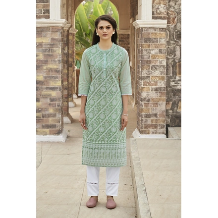 Green Party Wear Kurti And Pant-NH1074-XXL