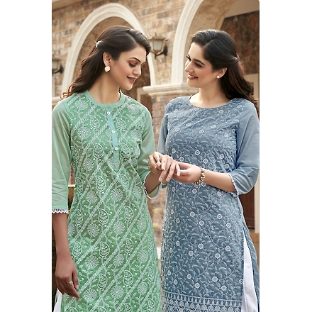 Green Party Wear Kurti And Pant-XXL-2