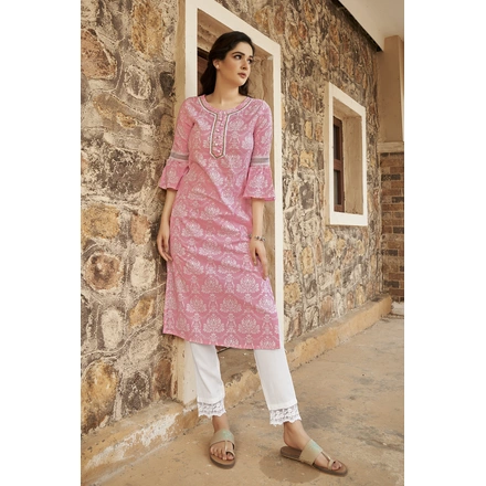 Pink Daily Wear Kurta With Pant-S-1