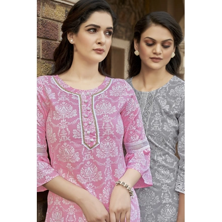 Pink Daily Wear Kurta With Pant-S-3