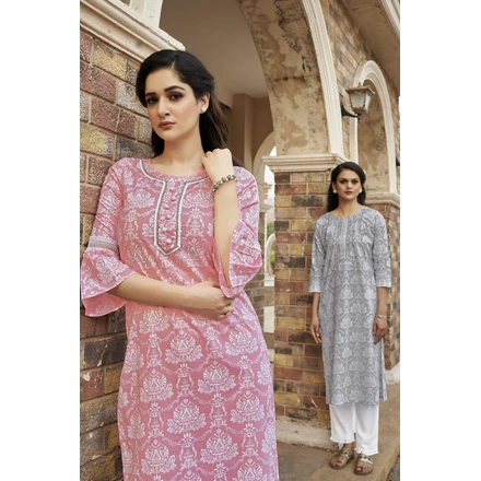 Pink Daily Wear Kurta With Pant-L-2