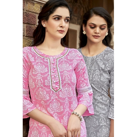 Pink Daily Wear Kurta With Pant-L-3