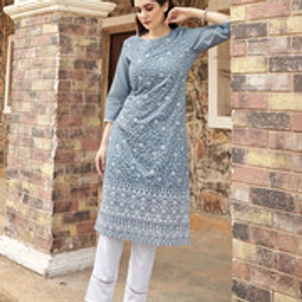 Blue Kurti With Pant-M-1