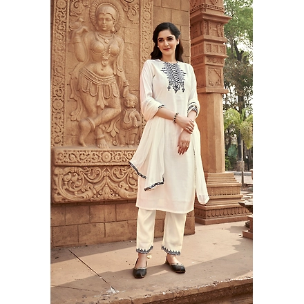 White Party Wear Kurti Set-XXL-1