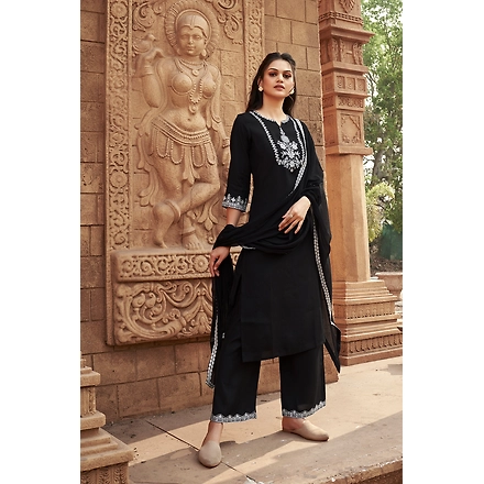 Black Party Wear Kurti Set-S-2