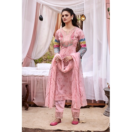 Pink Party Wear Kurti Set-XXL-2