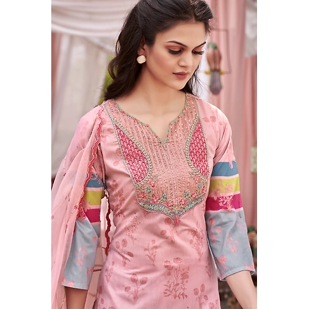 Pink Party Wear Kurti Set-XXL-3