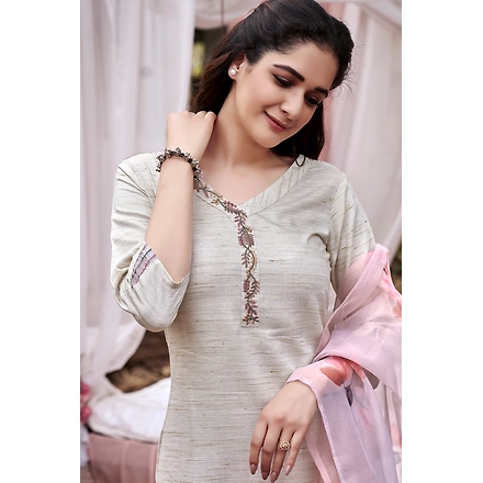 Off White Party Wear Kurti Set-XXL-5