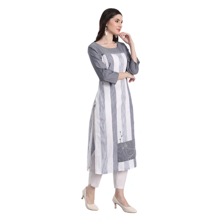 White And Gray Daily  Wear Only Kurti-XL-2